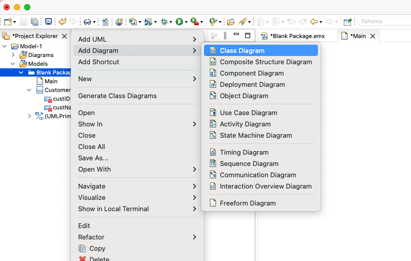create new diagram for customer