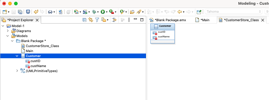class is added to diagram