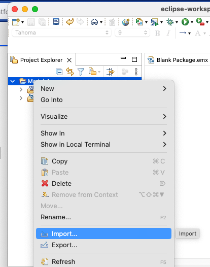 Context Menue for importing