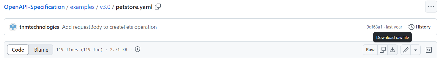download the yaml file
