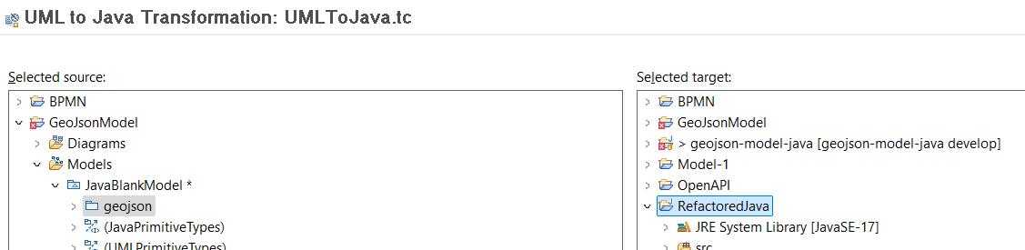 Java TC source and target
